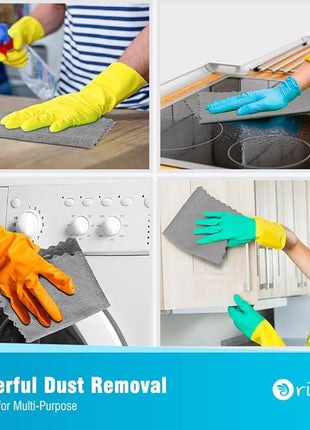 Orighty Grey Microfiber Cleaning Cloth, 150 Pack Highly Absorbent Cleaning Supplies, Lint Free Kitchen Towels Cleaning Rags, Microfiber Towels for Cars, House, Window, 12x12 inch