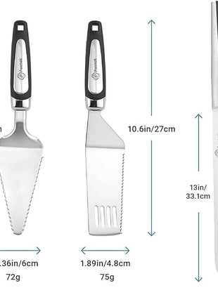Cake Knife and Pie Server Set with Luxury Gift Box, Kitchen Essentials Cake Cutter Slicer-Serrated on Both Sides, For Right or Left Handed, Perfect Pie Gadgets, Kitchen Set and Server for Cakes & Pie