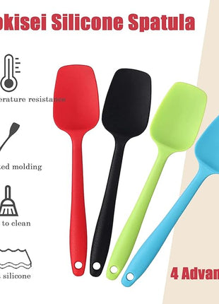 Silicone Spatula Set, Rubber Spoon Spatula for Baking, Heat Resistant Cooking Utensil, Flexible Silicone Spoon Baking Mixing Tool Cooking Gadget (4-Piece)