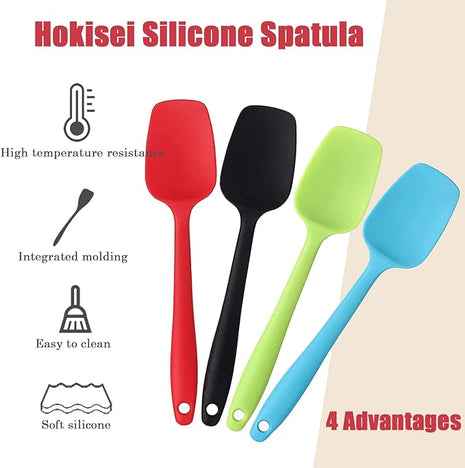 Silicone Spatula Set, Rubber Spoon Spatula for Baking, Heat Resistant Cooking Utensil, Flexible Silicone Spoon Baking Mixing Tool Cooking Gadget (4-Piece)