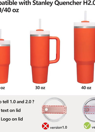 Silicone Spill Stopper Set Compatible with Stanley Cup 2.0 30oz & 40oz with Straw Cover (Set of 2, Tigerlily)