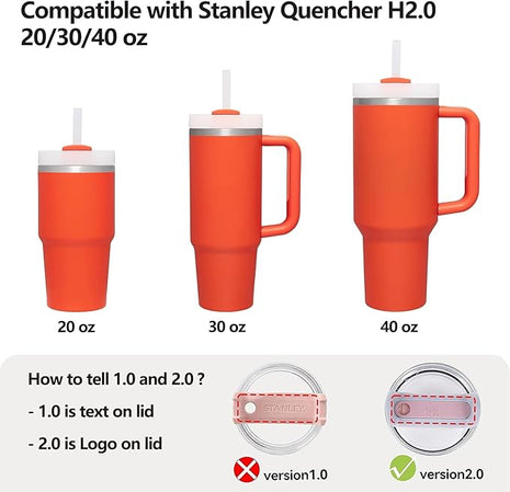 Silicone Spill Stopper Set Compatible with Stanley Cup 2.0 30oz & 40oz with Straw Cover (Set of 2, Tigerlily)