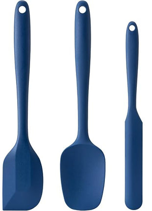 Silicone Spatula Set, 5 Piece Food Grade Rubber Spatulas for Baking, Cooking, and Mixing High Heat Resistant Non Stick Dishwasher Safe BPA-Free (Navy Blue)