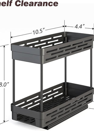 2 Pack Pull Out Spice Rack Organizer for Cabinet, Slide Out Spice Racks Organizer, Spice Cabinet Organizers, Cabinet Size Need:12'' Highx11'' Deepx5'' Wide,Hold 10 Spice Jar Each Tier-2Tier, Black
