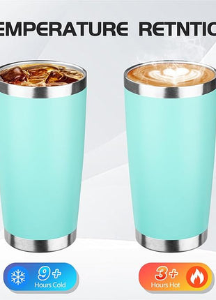 StarSpeed 20oz Tumbler Bulk with Lid, Stainless Steel Insulated Tumblers Double Wall Vacuum Insulated Travel Mug, Powder Coated Coffee Cups for Hot and Cold Drinks(Light Green,1)