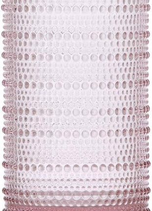 Fortessa Jupiter Beaded Hobnail Glass, 13 Ounce Iced Beverage (Set of 6), Pink