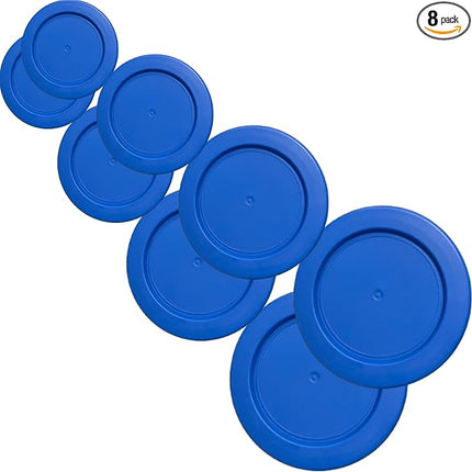 1, 2, 4 & 7 Cup Blue Replacement Lids/Covers for Pyrex, Anchor Hocking & KlareWare Storage Bowls *Lids Only Glass Container Not Included* (8 Pack *Two of Each Size*)