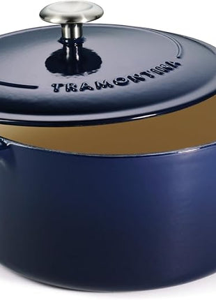 Tramontina Bestow Enameled Cast Iron Dutch Oven Pot with Lid, Round 5.5-quart, Blue