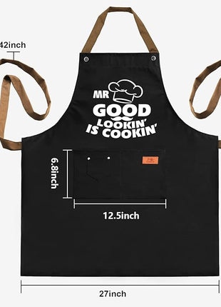 REHAVE Gifts for Dad from Daughter Son, Father's Day Gifts - Birthday, Thanksgiving Gift for Dad, Manly Gift for Friends - Funny Birthday Presents for Him, Brother, Funny Cooking Apron with Pockets