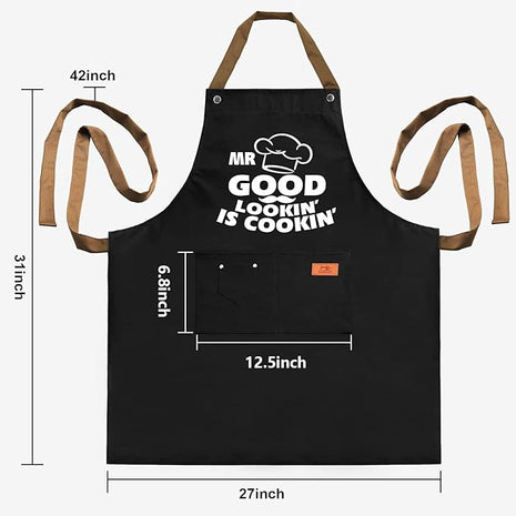 REHAVE Gifts for Dad from Daughter Son, Father's Day Gifts - Birthday, Thanksgiving Gift for Dad, Manly Gift for Friends - Funny Birthday Presents for Him, Brother, Funny Cooking Apron with Pockets