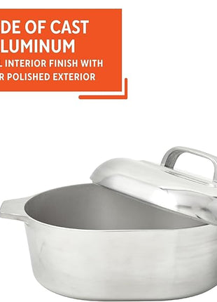 IMUSA USA Heavy Duty Cajun Oval Aluminum Roaster 15, Silver