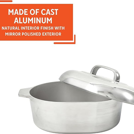 IMUSA USA Heavy Duty Cajun Oval Aluminum Roaster 15, Silver