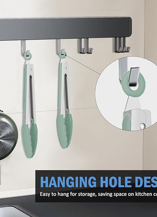 Kitchen Tongs, Set of 3 Stainless Steel Tongs with Silicone Tips Locking Cooking Tongs 600ºF Heat Resistant Tong for Cooking BBQ Grilling Air Fryer Serving Food Salads, 7"+9"+12" Light Green