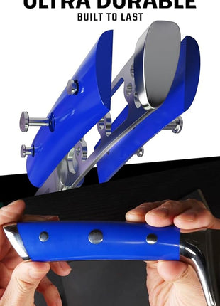 DALSTRONG Chef Knife - 8 inch Blade - Gladiator Series - Forged High Carbon German Steel - Razor Sharp Kitchen Knife - Professional Full Tang Knives - Blue Handle ABS - Sheath - NSF Certified