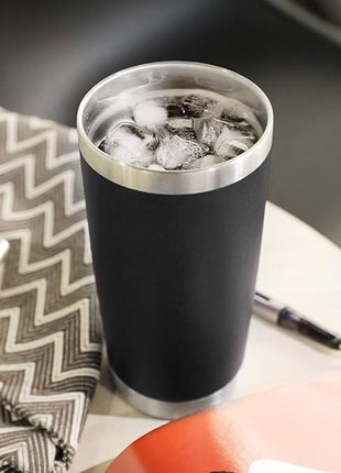 DOMICARE 20oz Stainless Steel Tumbler Bulk with Lid, Double Wall Vacuum Insulated Travel Mug, Powder Coated Coffee Cup, Powder Black, 1 Pack