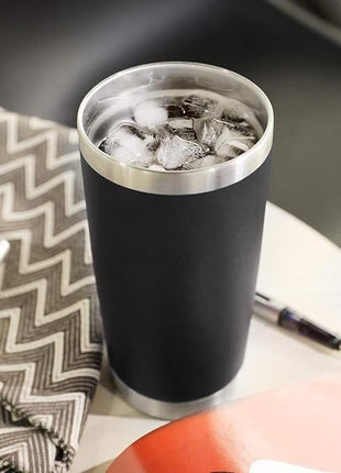 DOMICARE 20oz Stainless Steel Tumbler Bulk with Lid, Double Wall Vacuum Insulated Travel Mug, Powder Coated Coffee Cup, Powder Black, 12 Pack