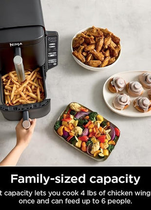 Ninja Air Fryer, 8 QT DoubleStack 2-Basket, Space Saving Design, Cooks 2lb Chicken Wings, Feeds up to 6 People, 6-in1 Air Fryer, Roast, Bake & More, Easy to Clean, Dishwasher Safe Parts, Black, SL201