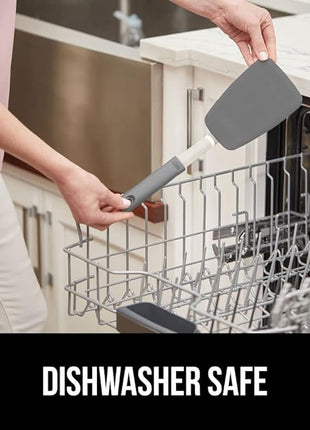 GORILLA GRIP Patented BPA-Free Non-Scratch Spatula, Heat Resistant Flexible Silicone Head for Nonstick Cooking Pans, Soft Rubber Handle, Kitchen Spatulas for Flipping Eggs, Pancakes, 11.6 in, Gray