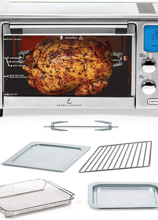 Emeril Lagasse Everyday 360 Stainless Steel Air Fryer, 360° Quick Cook Technology, XL capacity, 9-in-1, 12 Pre-Set Cooking Functions including Bake, Rotisserie, Broil, Pizza, Slow Cook, Toaster