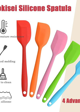 Silicone Spatula Heat Resistant Small Rubber Spatulas Cooking Utensil Set Non-Stick Flexible Rubber Essential Cooking Gadget For Cake/Cream/Pastry/Butter/Batter Mixing/Cooking-(5 Pieces)