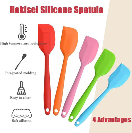 Silicone Spatula Heat Resistant Small Rubber Spatulas Cooking Utensil Set Non-Stick Flexible Rubber Essential Cooking Gadget For Cake/Cream/Pastry/Butter/Batter Mixing/Cooking-(5 Pieces)