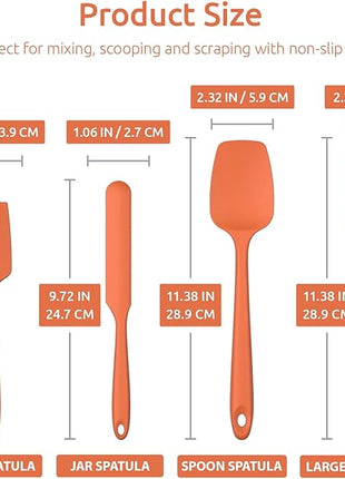Heat Resistant Silicone Spatula Set: U-Taste 600ºF High Temp Seamless Food Grade Utensil, Flexible Rubber Silicon Kitchen Cooking Mixing Baking Scraper for Nonstick Cookware Set of 4 (Orange)