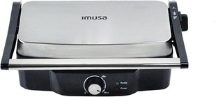 IMUSA Stainless Steel Panini Press Electric with Adjustable Temperature Settings and Nonstick Plates, 1200W