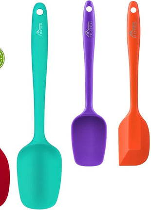 HOTEC Heat Resistant 600℉ Food Grade Silicone Rubber Spatula Set for Baking, Cooking, and Mixing Non Stick Dishwasher Safe BPA-Free Multicolor Set of 5
