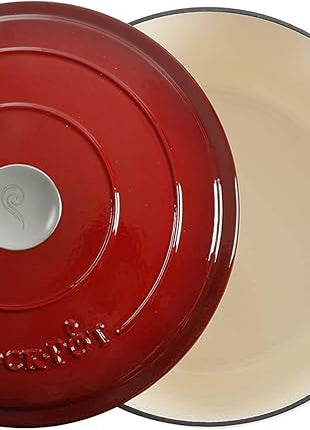 Crock-Pot Artisan 7-Quart Round Enameled Cast Iron Dutch Oven – Scarlet Red, Heavy-Duty Cookware for Slow Cooking, Baking, Roasting with Lid