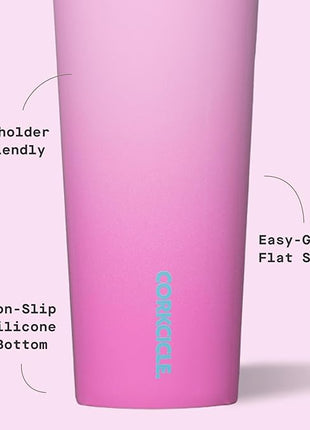 Corkcicle Classic Tumbler - Keeps Drinks Cold 9 Plus Hours - Triple Insulated Stainless Steel Drink Tumbler - Sliding Lid - Summer Drinkware Gift - Keeps Drinks Ice Cold - 24 oz - Pink Pop