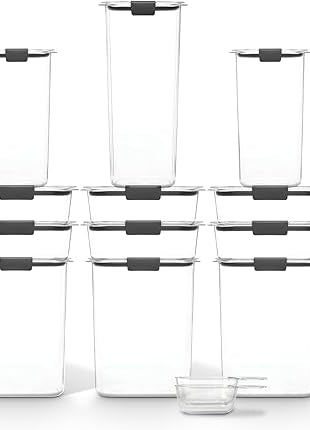 Rubbermaid Brilliance BPA-Free Airtight Food Storage Containers with Lids Set of 20 with Scoops Perfect for Kitchen and Pantry Organization