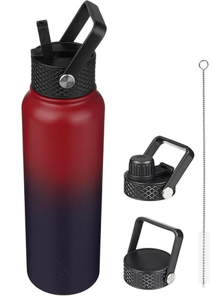 BJPKPK Insulated Water Bottles with Straw Lid, 40oz Cold & Hot Thermo, Stainless Steel Metal Water Bottle with 3 Lids, Reusable Thermo, Cups, Mugs, Tumblers,Charming Red