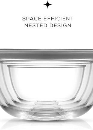 JoyJolt Kitchen Mixing Bowls - 8pc Glass with Lids Set – Neat Nesting Large Bowl Batter Cooking Storage and Big Salad BPA-Free Gray
