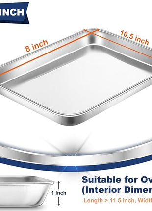 P&P CHEF 10.5 Inch Baking Cookie Sheet, Oven Pan Tray Stainless Steel Sheet Pan for Kitchen, Oven Bakeware for Multi Uses, Shiny Look & Dishwasher Safe, Healthy & Heavy Duty, 1Pc