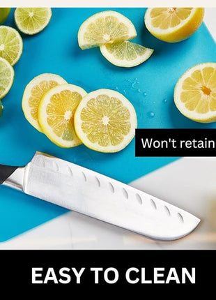 Nicole Home Collection Flexible Cutting Mats Set of 3 - BPA-Free Plastic Color-Coded Kitchen Chopping Boards, 12"x15", Durable Non-Slip Mats for Meat, Veggies, Fruits