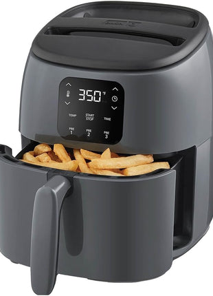 DASH Tasti-Crisp™ Electric Air Fryer Oven, 2.6 Qt., Grey – Compact Air Fryer for Healthier Food in Minutes, Ideal for Small Spaces - Auto Shut Off, Digital, 1000-Watt