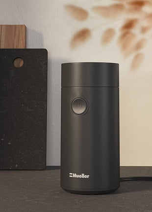 MuellerLiving Electric Coffee Grinder for Spice, Nut, Herbs and Coffee Beans, Sharp Blade, Stainless Steel - Black