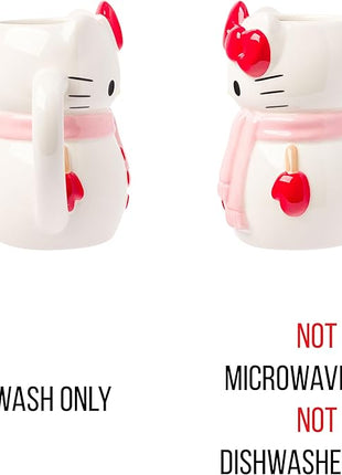 Silver Buffalo Sanrio Hello Kitty Christmas Holiday Snow Man Ceramic 3D Sculpted Mug, 20 Ounces