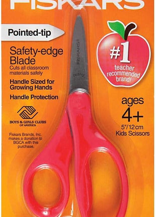 Fiskars 5" Pointed-Tip Scissors for Kids 4+ - Scissors for School or Crafting - Back to School Supplies - Color May Vary