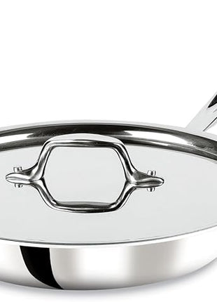 All-Clad D3 3-Ply Stainless Steel Fry Pan with Lid 10 Inch, Induction Compatible, Oven Broiler Safe 600F, Fast and Even Heat, Pots and Pans, Cooking Skillet Cookware, Stainless Steel