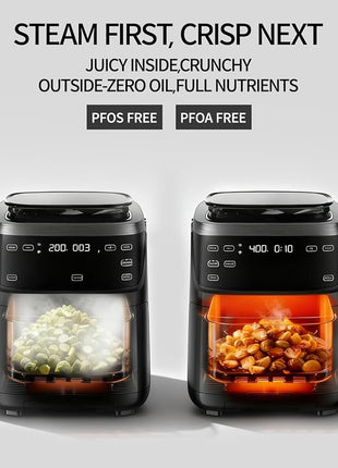 12-IN-1 Large Air Fryer, Non Toxic Steam Air Fryers with Superior Airflow, Self-Cleaning Smart Digital Air Fryer, Air Fry, Roast, Reheat, Dehydrate, Air Crisp Technology with 420F, 7.5 QT