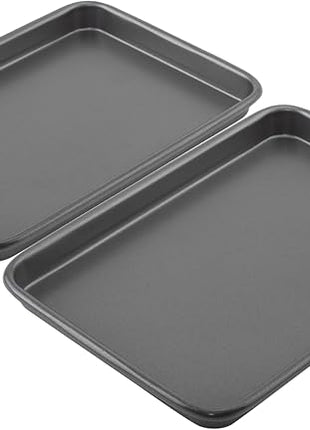 GoodCook Everyday Set of 2 Nonstick Steel 9" x 6.2" Toaster Oven Mini Baking Sheets, Gray