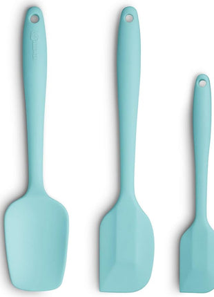 Silicone Spatula 3-piece Set, Ergonomic Handle High Heat-Resistant Spatulas, Non-stick Rubber Spatulas with Stainless Steel Core, Aqua Sky