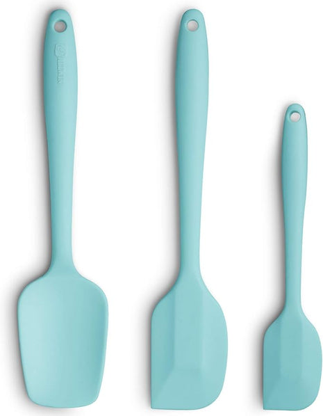 Silicone Spatula 3-piece Set, Ergonomic Handle High Heat-Resistant Spatulas, Non-stick Rubber Spatulas with Stainless Steel Core, Aqua Sky