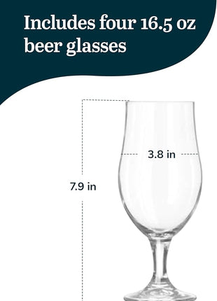 Libbey Craft Brews Nucleated Belgian Beer Glasses, 16.5-ounce, Set of 4