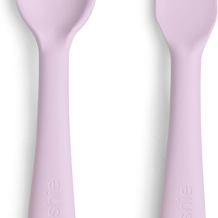 mushie Flatware Fork and Spoon Set For Kids | Made in Denmark (Soft Lilac)