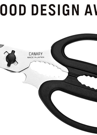 CANARY Japanese Kitchen Scissors Heavy Duty 8.2", Made in JAPAN, Dishwasher Safe Come Apart Blade, Multipurpose Kitchen Scissors, Sharp Serrated Japanese Stainless Steel, Black