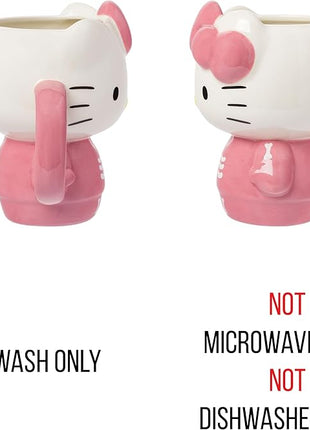 Silver Buffalo Sanrio Hello Kitty Halloween Spooky Pink Skeleton Costume Ceramic 3D Sculpted Mug, 20 Ounces