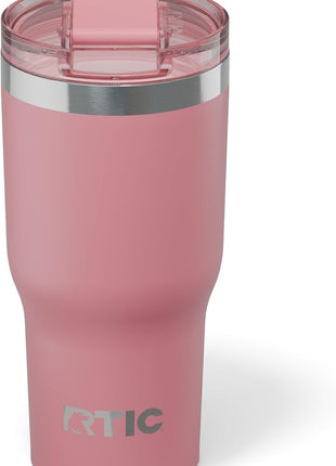 RTIC 20oz Essential Tumbler with Lid, Ceramic Lined, Insulated, Stainless Steel, Metal, Double Wall Vacuum-Insulation, Travel Cup for Iced Coffee, Tea, Hot and Cold Drink, Dusty Rose