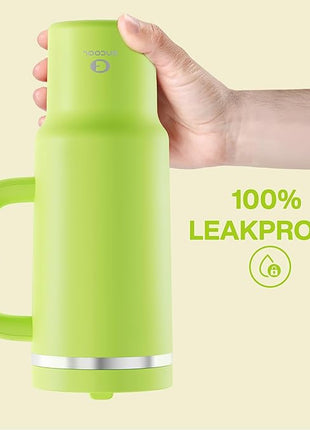 40 oz Tumbler with Handle and Straw: Stainless Steel Insulated Tumbler Keeps Cold for 24 Hours, Leakproof Travel Cup Fits in Cup Holder and BPA-Free,Sharp Green